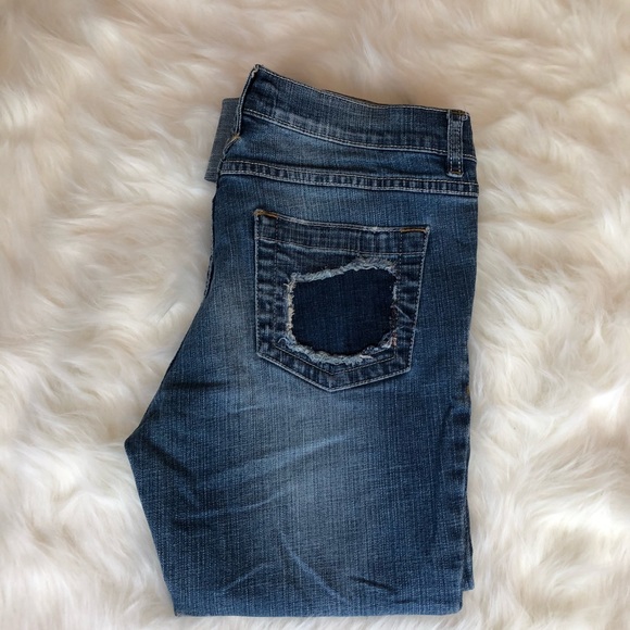 SouthPole Distressed Cuffed Cropped Jeans Sz 7 - Picture 4 of 4